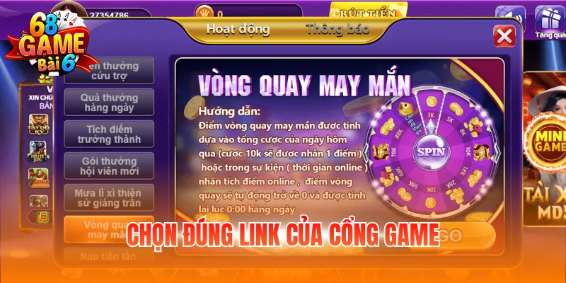 Chọn đúng link của cổng game