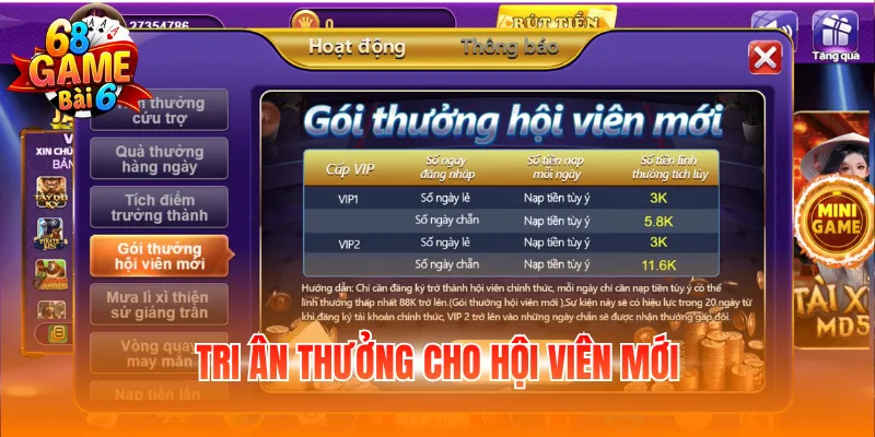 Tri ân thưởng cho hội viên mới